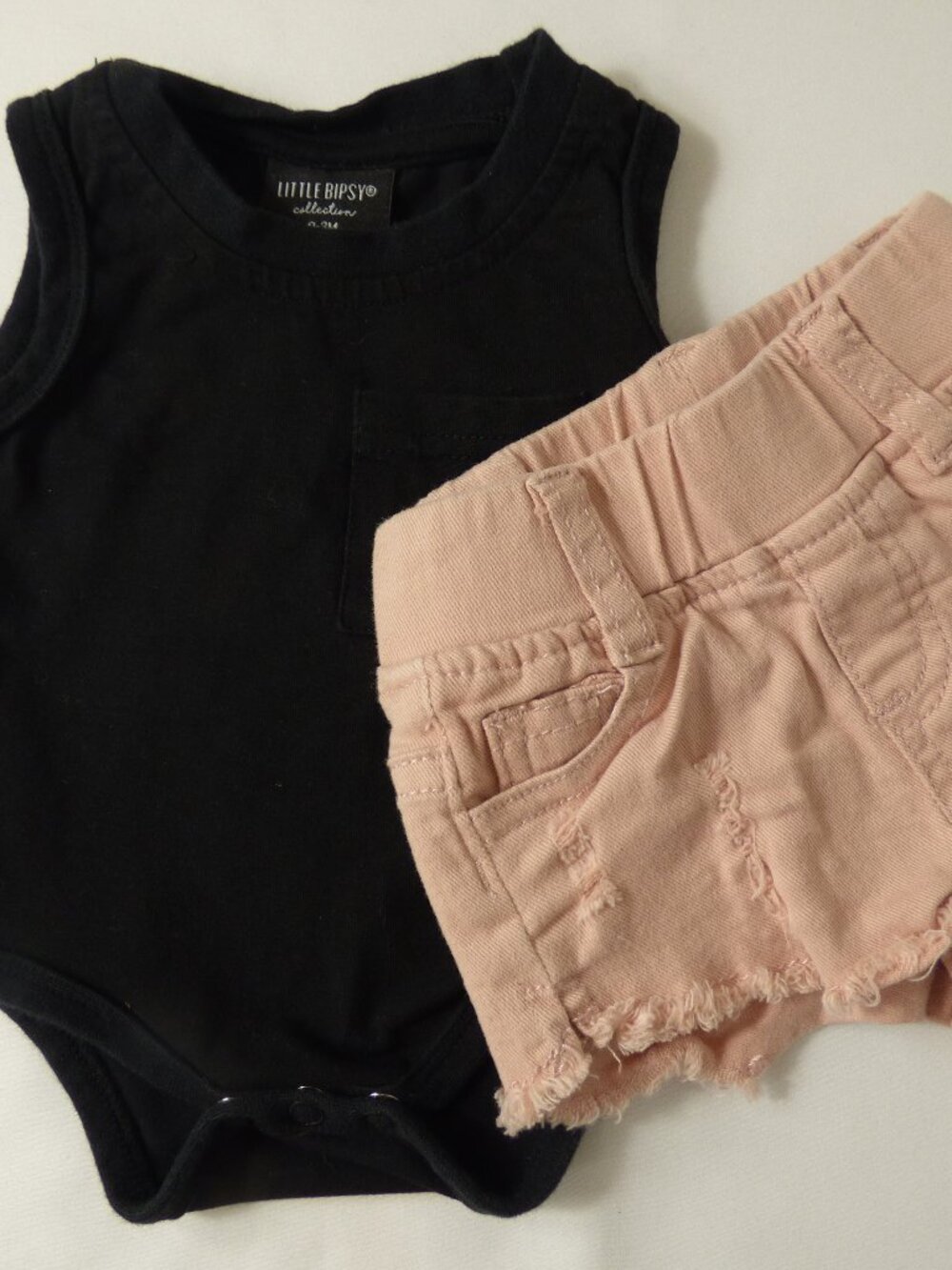 Little Bipsy Black T-Shirt & Pink Shorts Set, Size 0-3 Months